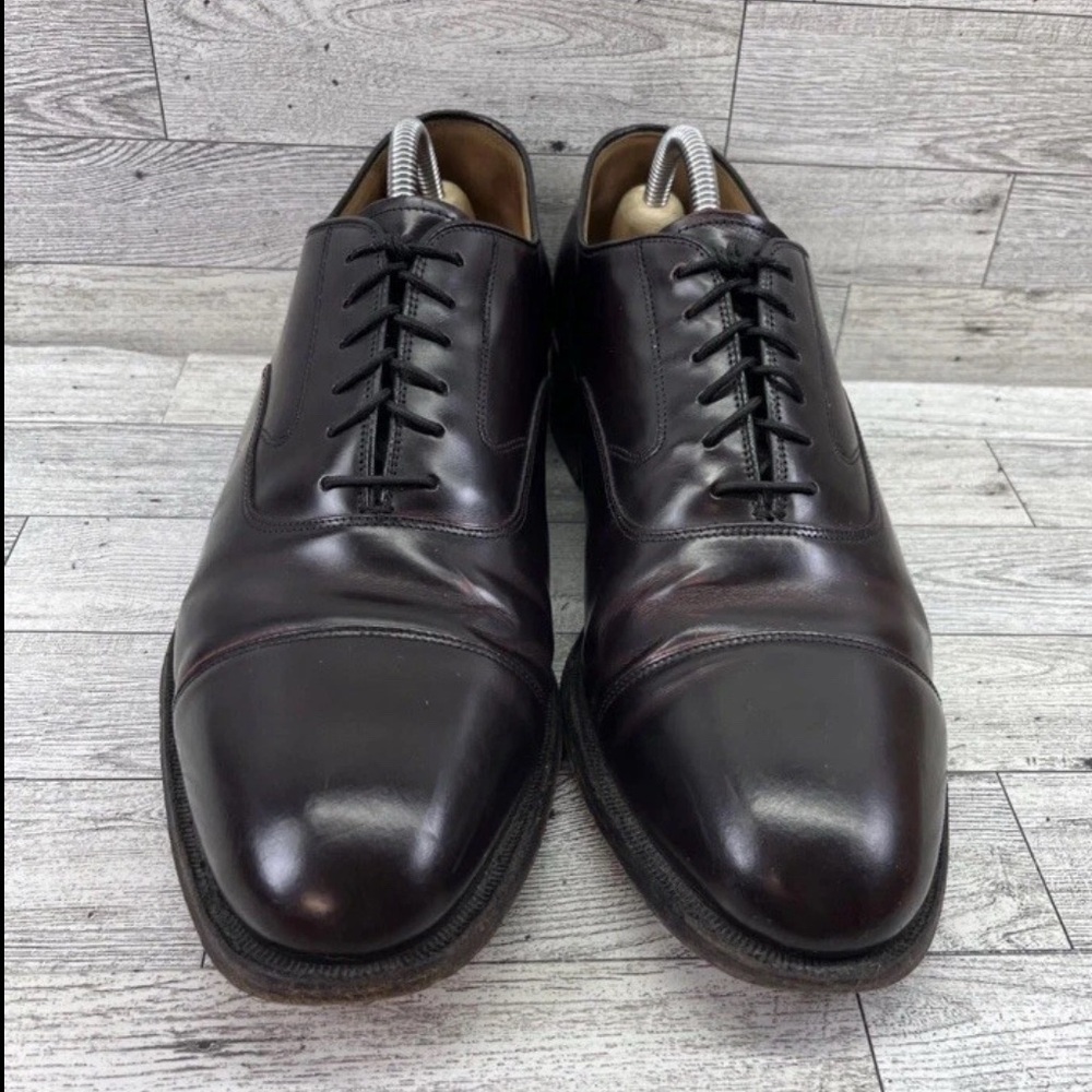 Johnston Murphy Oxblood Leather Cap Toe Dress Shoes 22-02985 Men Size 10D - Picture 2 of 8